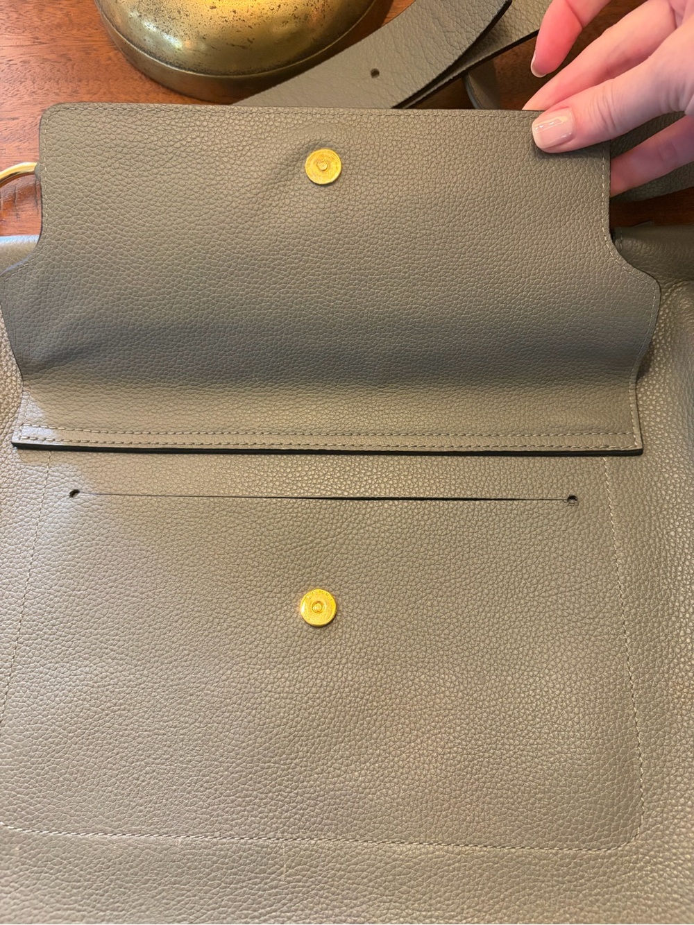Marni Gray pebble Leather Crossbody Bag with Gold Hardware and duel satchels - Picture 2 of 15